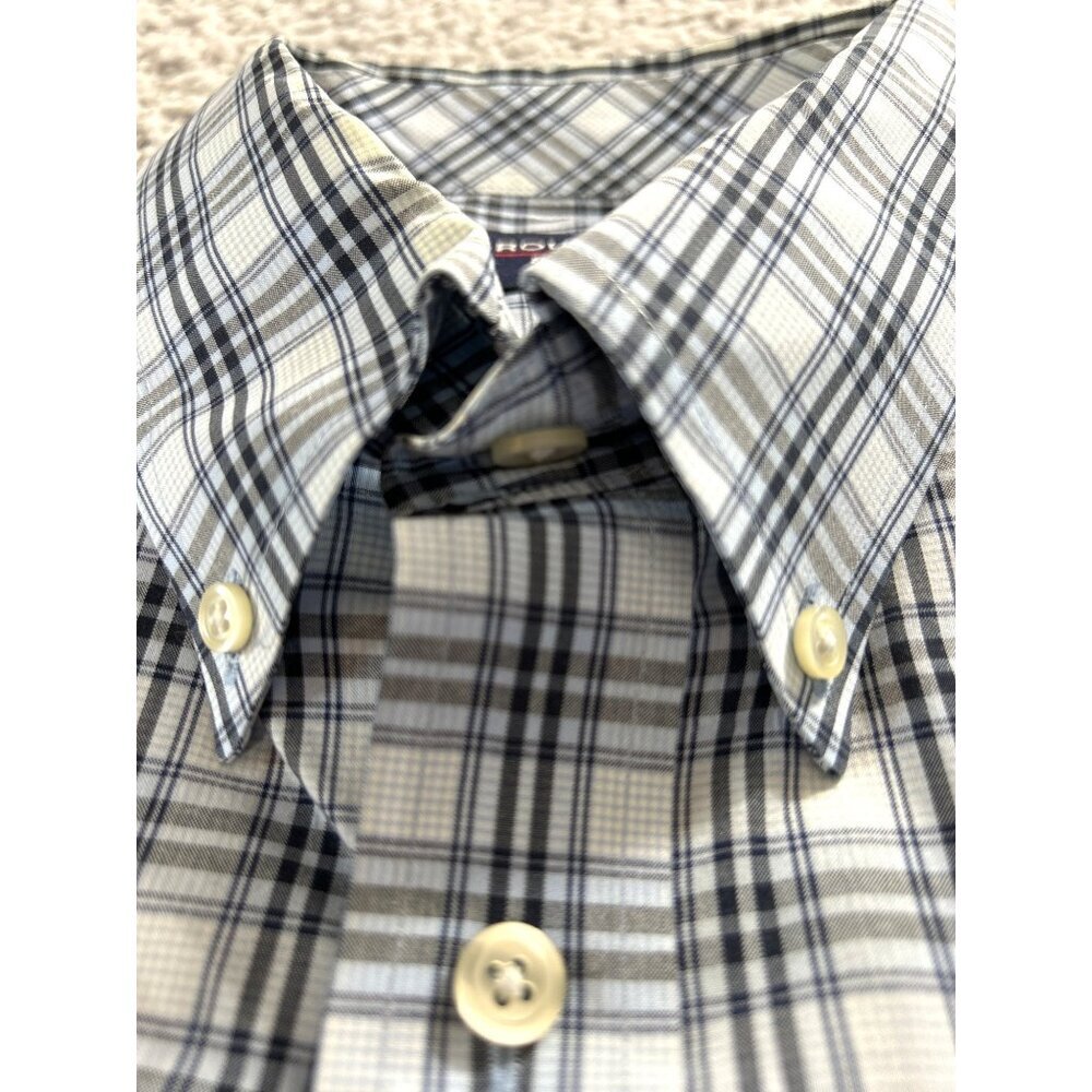 Roundtree & Yorke Easy Care Mens Shirt Button Down Blue Plaid Long Slvs Size XL - Picture 4 of 6